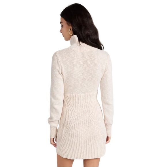 Free People Women's Tan Knitted Zip Up Bodycon Mont Blanc Mini Sweater Dress - M - Picture 8 of 8